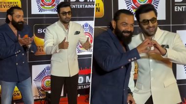 Ranbir Kapoor and Bobby Deol Grab Eyeballs With Their Bromance at Umang 2023 Red Carpet (Watch Video)