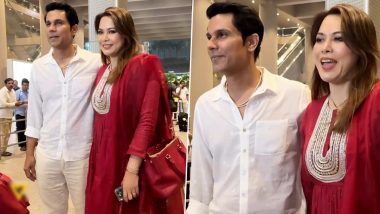 Newlywed Couple Randeep Hooda and Lin Laishram Arrive Back in Mumbai From Imphal (Watch Video)