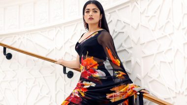 Rashmika Mandanna Looks Classy in Black Colour Flower Print Saree, Animal Actress Shares Beautiful Pics On Insta!