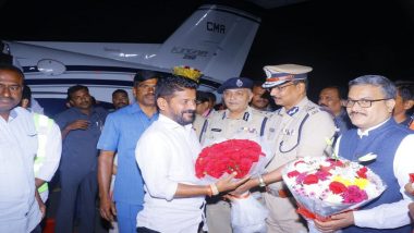 Revanth Reddy Swearing-In Ceremony Today: Ahead of Oath-Taking, Telangana CM-Designate Arrives in Hyderabad After Meeting Congress High Command (Watch Video)