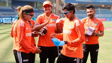 Saika Ishaque Handed One Day International Debut in IND-W vs AUS-W 1st ODI 2023, Receives Cap From Deepti Sharma