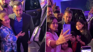 Video of Salman Khan Posing With Fans for Selfies While Exiting Producer Anand Pandit’s Birthday Celebration Goes Viral – WATCH