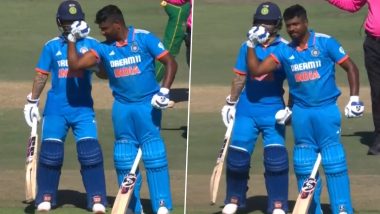 Sanju Samson Celebrates His Maiden ODI Century By Flexing Biceps During IND vs SA 3rd ODI 2023, Video Goes Viral!