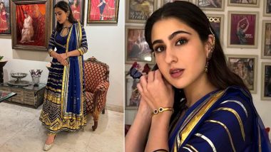 'Parchai and Prerna!' Sara Ali Khan Poses Like Mother Amrita Singh in Elegant Blue Ethnic Wear (View Pics)