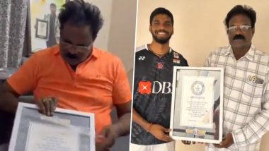 'As My Shuttle Soared at 565 Kmph...’ Star Shuttler Satwiksairaj Rankireddy Shares Heartwarming Video of Father Unboxing His Guinness World Record for Fastest Hit by a Male Player in Badminton