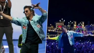 Dunki: Shah Rukh Khan Steals the Show in Dubai With His Iconic Pose During Movie Promotions (Watch Video)