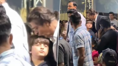 Shah Rukh Khan's Sweet Kiss to Son AbRam Post Annual Day Performance Melts Hearts Online, See Video Here!