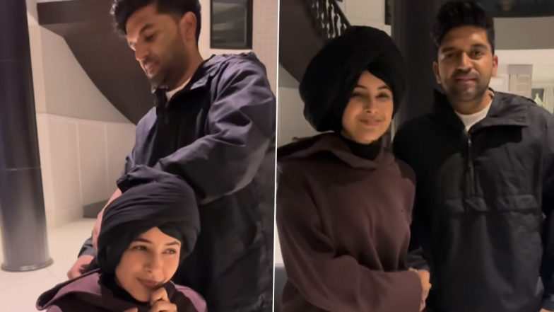 Shehnaaz Gill and Guru Randhawa Vibe Together on 'Sunrise' Song; Punjabi Singer Ties Turban on Her Head (Watch Video)