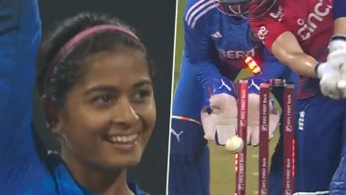 Shreyanka Patil Takes Her First International Wicket, Dismisses England Captain Heather Knight to Achieve Feat During IND-W vs ENG-W 1st T20I 2023 (Watch Video)