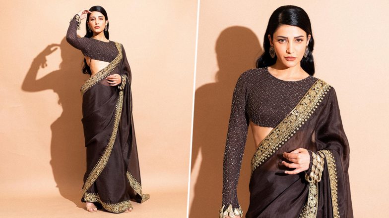 Shruti Haasan Looks Regal in Brown and Golden Saree, See Salaar Actress' Latest Picture