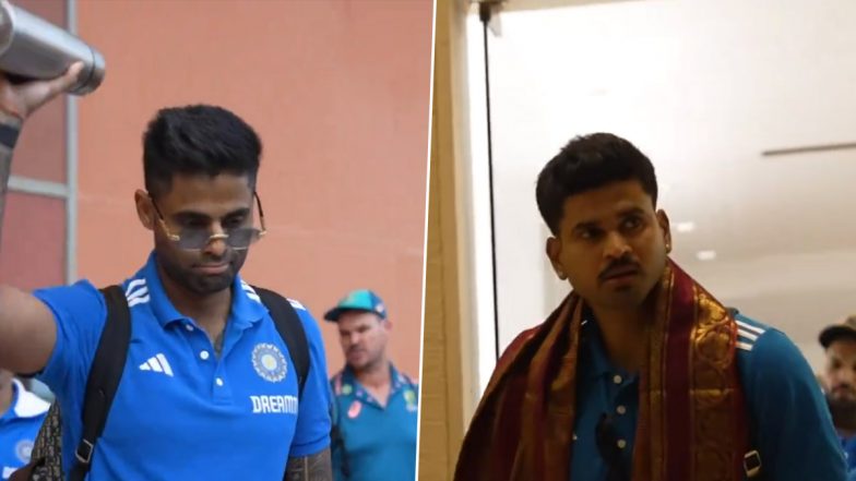 Suryakumar Yadav, Shreyas Iyer and Other Indian Cricket Team Players Arrive in Bengaluru Ahead of IND vs AUS 5th T20I 2023 (Watch Video)