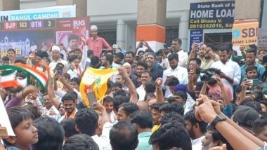 Telangana Assembly Election Results 2023: TDP Flags Spotted at Congress’ Victory Celebrations in Hyderabad (Watch Video)