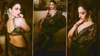 Tamannaah Bhatia Exudes 'Maharani Vibes' In Black Floral Saree, Check Out Her Latest Pictures Here