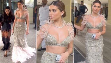 Tara Sutaria Is Sight to Behold in Feather Themed Bralette Top Paired With Matching Floor-Sweeping Skirt (Watch Video)