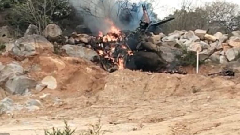 Telangana Jet Crash: Trainee Aircraft Crashes in Medak Near Hyderabad (Watch Video)