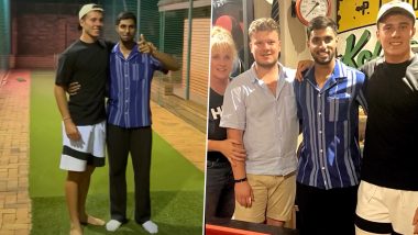 Tilak Varma Visits Mumbai Indians’ Teammate Dewald Brevis’ House in South Africa, Shares Glimpses of His Meeting With Young Proteas Star (Watch Video)
