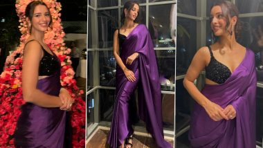 Oh-So-Hot! Triptii Dimri Dazzles in Purple Saree Paired With Black Spaghetti Strap Blouse; Animal Actress Shares Pics on Insta
