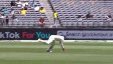 Usman Khawaja Takes Spectacular Low Catch To Dismiss Faheem Ashraf on Day 3 of AUS vs PAK 1st Test 2023 (Watch Video)