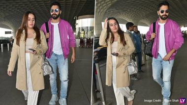 Varun Dhawan and His Wife Natasha Dalal Spotted Leaving Mumbai Airport for New Year Vacation (Watch Video)