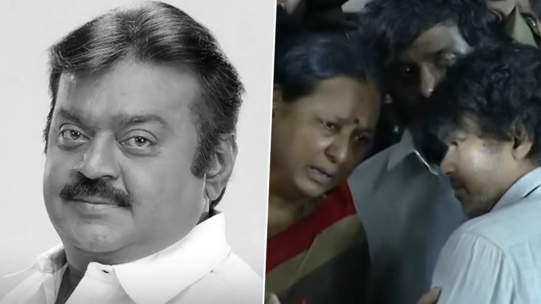 Vijayakanth Funeral Update: An Emotional Thalapathy Vijay Arrives to Pay Last Respects to His 'Captain' (View Pics and Video)