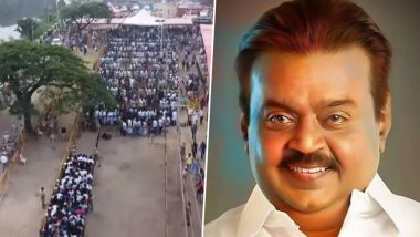 Vijayakanth Funeral Update: Supporters Gather at Chennai’s Island Ground To Pay Tribute to the Late Actor-Politician (Watch Video)