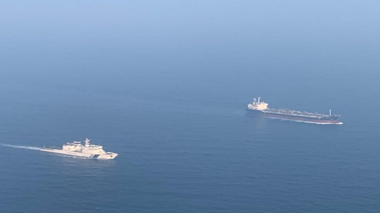India-Bound Merchant Vessel Attacked by Iranian Drone: Indian Navy Closely Monitoring Situation in Arabian Sea After Suspected Drone Attack