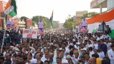 Maharashtra Congress Launches ‘Halla-Bol’ Protest March Against ‘Blind, Deaf and Dumb’ BJP Government (Watch Video)
