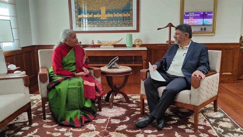 Karnataka Deputy CM DK Shivakumar Meets FM Niramala Sitaraman, Seeks Rs 30,000 Crore Assistance for Bengaluru Development Projects