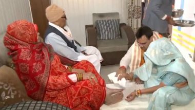 Bhajan Lal Sharma Oath Taking Ceremony Today: Rajasthan CM-Designate Seeks Blessings From His Parents Ahead of Swearing in Event (Watch Video)