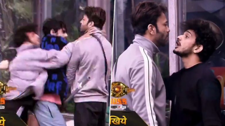 Bigg Boss 17: Munawar Faruqui Grabs Vicky Jain’s Collar As the Duo Gets Into UGLY Physical Fight (Watch Video)