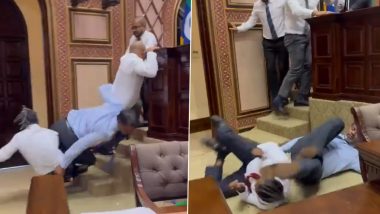 Maldives Parliament Brawl Video: Ugly Fight Breaks Out Inside People's House As Ruling Party MPs Disrupt Speaker Amid Vote on The Approval of Mohamed Muizzu Cabinet