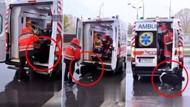 Pet Dog Tries to Get Inside Ambulance Taking Owner to Hospital, Chases it on Road; Medical Staff’s Response Goes Viral (Watch Video)