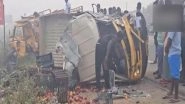 Tamil Nadu Road Accident: Five People Injured After Two Cargo Vehicles Collide on Highway in Tiruvallur