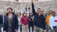 Akshay Kumar-Tiger Shroff Dance With Jubilation, Chant &lsquo;Jai Shri Ram&rsquo; on Bade Miyan Chote Miyan Set To Celebrate Ram Mandir Inauguration (Watch Video)