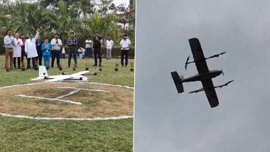 Drones for Medical Emergencies in Odisha: AIIMS Bhubaneswar Conducts Successful Drone Trial To Deliver Healthcare Services During Calamities (Watch Video)