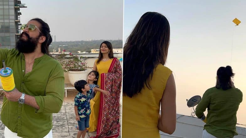 KGF's Yash Enjoys Makar Sankranti by Flying Kites With Wife Radhika Pandit and Kids at Home (See Pics)