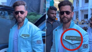 Fighter: Hrithik Roshan Makes a Stylish Entry at an Event in Mumbai, Actor Sports a Jacket With the Nametag ‘Patty’ (Watch Video)