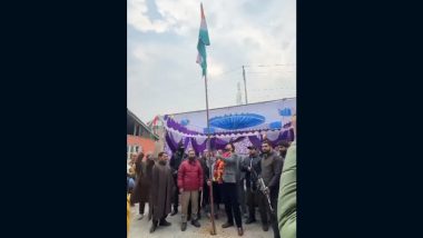 Republic Day 2024: Haj Committee Member Unfurls National Flag in Srinagar's Balhama (Watch Video)