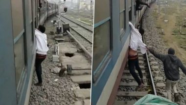 Passengers in Bihar's Bhagalpur Catch Mobile Thief, Hold Him Hanging Outside Moving Train; Video Goes Viral