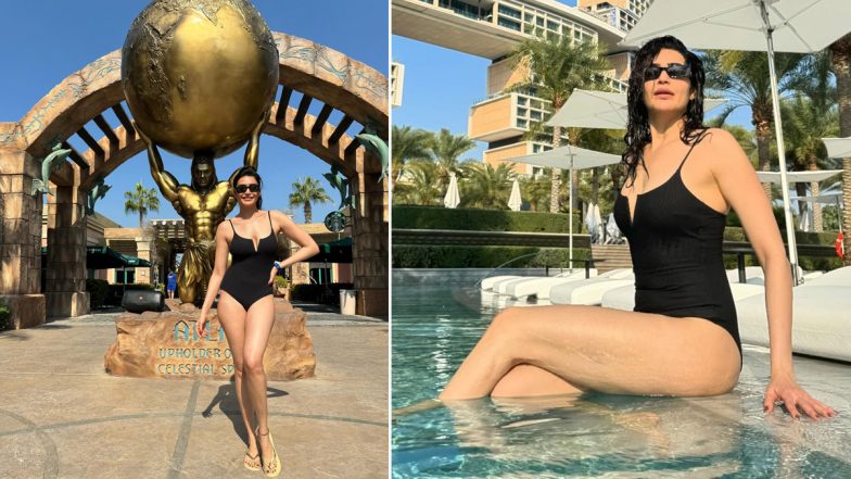 Karishma Tanna in Monokini Soaks Up The Sun and Chills by the Pool in Hot Pics From Dubai Getaway!