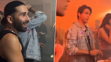 Aryan Khan Seen Chatting With Orry at Workshop Party of D’yavol X in London (Watch Video)
