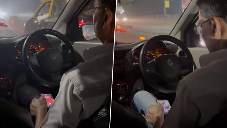 ‘Not Feeling Safe to Travel’: Man Raises Safety Concerns as Cab Driver Caught Watching Reels While Driving on Busy Road in Mumbai, Uber Responds (Watch Video)