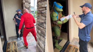 ‘Where’s My Pizza Bro?’: Men Dressed as Teenage Mutant Ninja Turtles Leaves Pizza Delivery Person in Awe, Video Surfaces