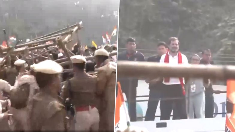 Bharat Jodo Nyay Yatra: Clash Erupts Between Police and Congress Workers in Assam's Guwahati (Watch Video)