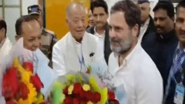 Bharat Jodo Nyay Yatra: Congress MP Rahul Gandhi Receives Warm Welcome From Party Leaders in Imphal