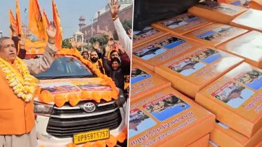 Ram Mandir Bhog From Mathura: 1,000 kg Laddus From Shri Krishna Janmbhoomi Arrives in Ayodhya Ahead of Inauguration Ceremony (Watch Video)