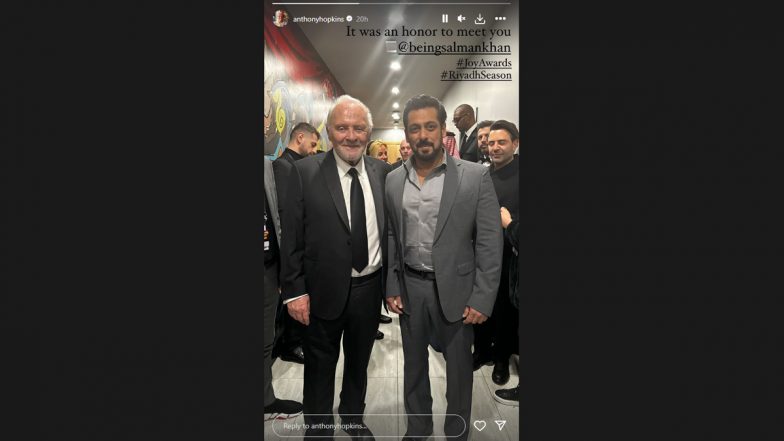Anthony Hopkins Shares Photo With Salman Khan at Joy Awards in Saudi Arabia, Says ‘It Was an Honour To Meet You’ (View Pic)