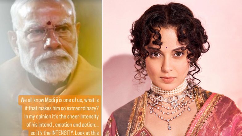 Kangana Ranaut Applauds PM Modi’s Extraordinary Intensity, Says ‘His Eyes Are Sharper Than a Blazing Sword’ (View Post)