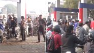 People Crowd Up Petrol Pumps Fearing Fuel Shortage as Transporters Start Nationwide Strike Against Hit and Run Provisions Under BNS (Watch Videos)