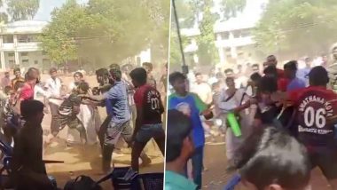 Andhra Pradesh: Kabaddi Match Turns Into Ugly Fight During Tournament, Viral Video Shows Rival Players Throwing Chairs, Kicking and Punching Each Other in Nandyal